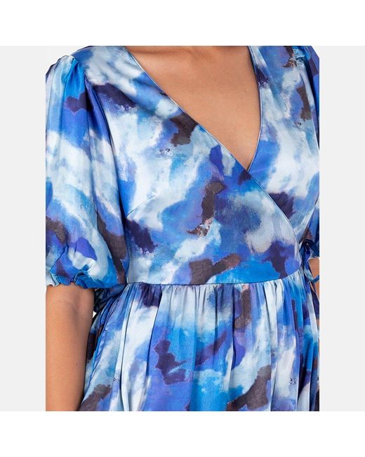 Lovedrobe Blue Satin Wrap Midaxi Dress