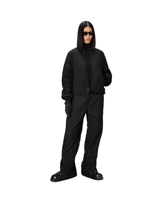 Rains Black Banja Liner Bomber Water Resistant Cropped Quilted Jacket