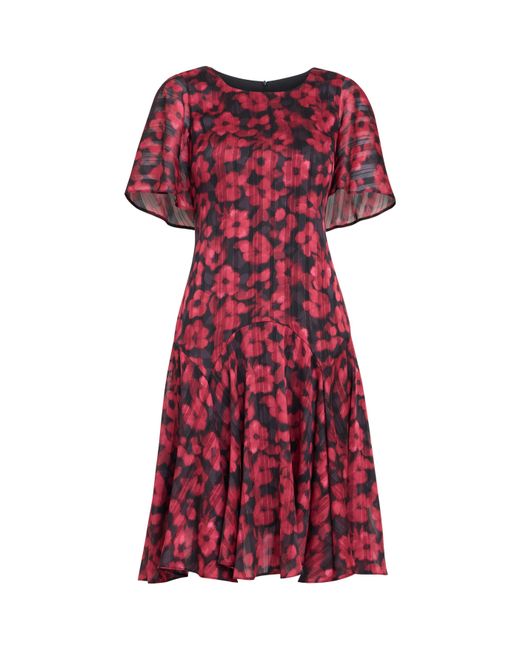 Gina Bacconi Red Annette Chiffon Jersey Dress