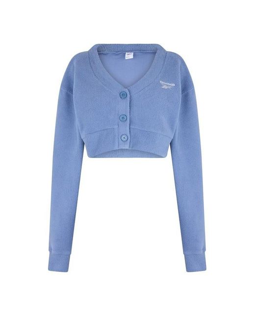 Reebok Blue Classics Wide Knit Cardigan Sweatshirt