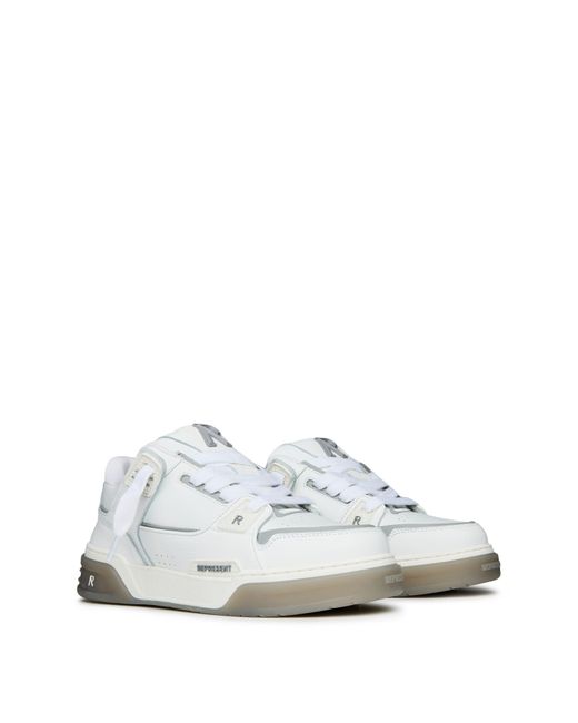 Represent White Rep Studio Premium Leather Mid-Top Sneaker for men