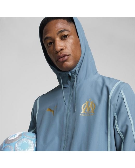 PUMA Blue Olympique De Marseille Pre Match Woven Jacket 2024 2025 Adults for men