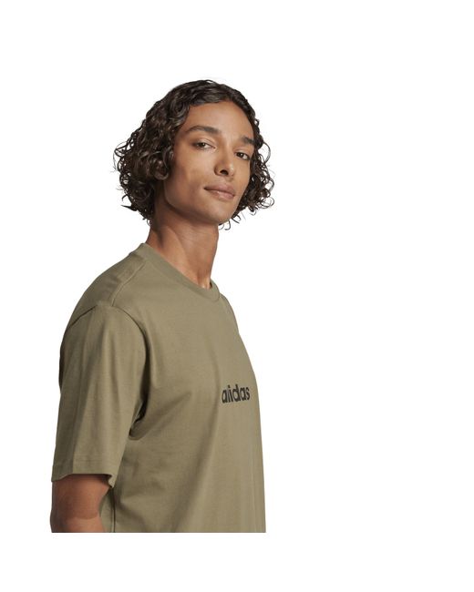 Adidas Green S Essentials Single Jersey Linear Embroidered Logo Khaki Linear 3xl for men