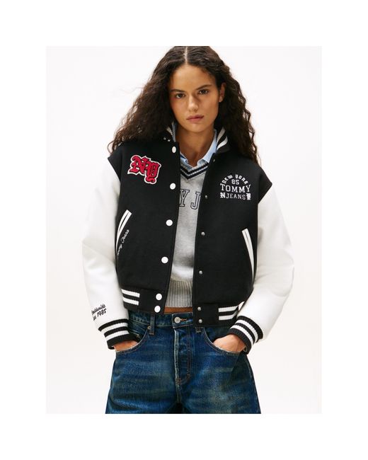Tommy Hilfiger Black Contrast Trim Varsity Jacket