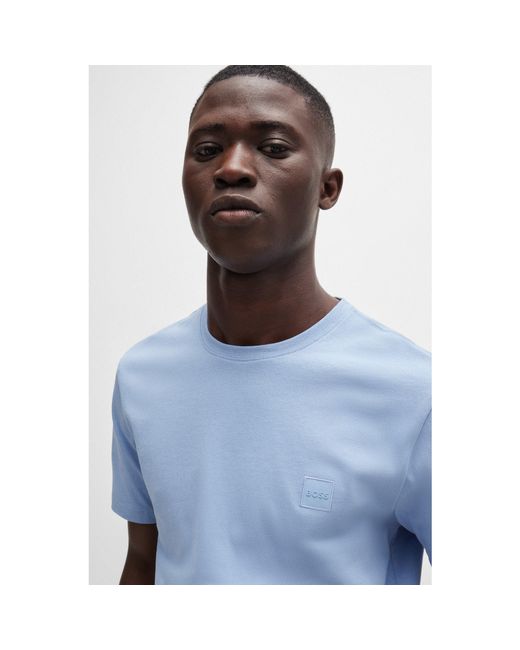 Boss Blue Tales T-Shirt With Logo Patch Premium Cotton for men