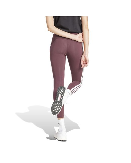 Adidas Purple Essentials 3 Stripe Leggings
