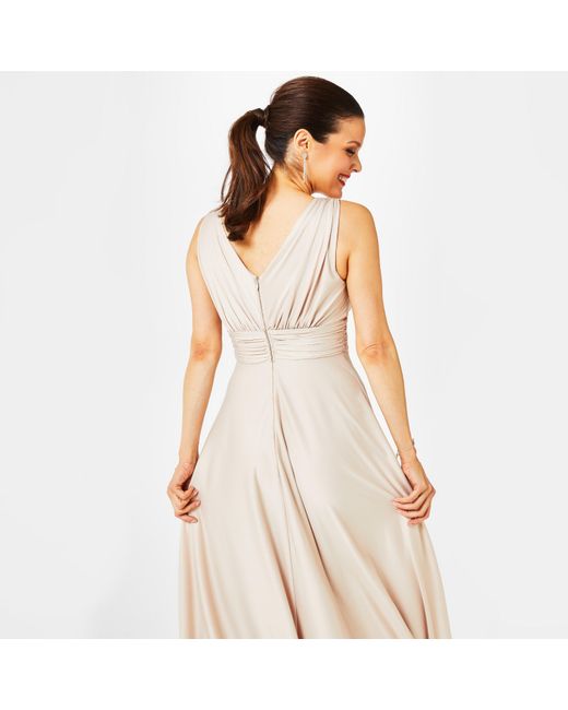 Biba Natural Bridesmaid Deep V Maxi Dress