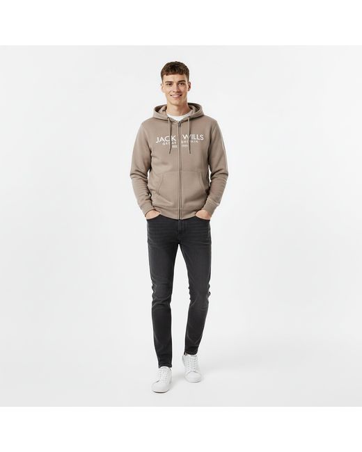 Jack Wills Natural Pinebrook Graphic Zip Hoodie for men