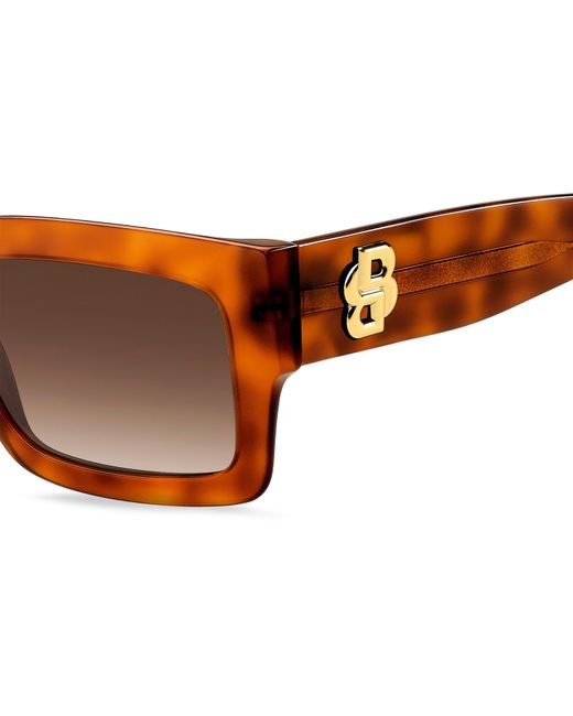 Boss Brown Rectangular Round Sunglasses
