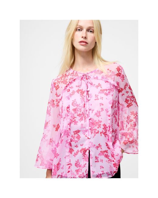 French Connection Pink Isla Long-Sleeve Blouse