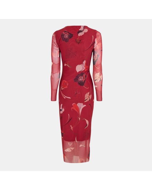 Ted Baker Red Mesh Midi Bodycon Dress