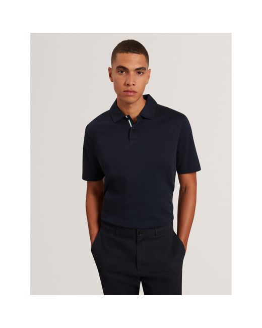 Ted Baker Blue Mercerised Short Sleeve Polo Shirt for men