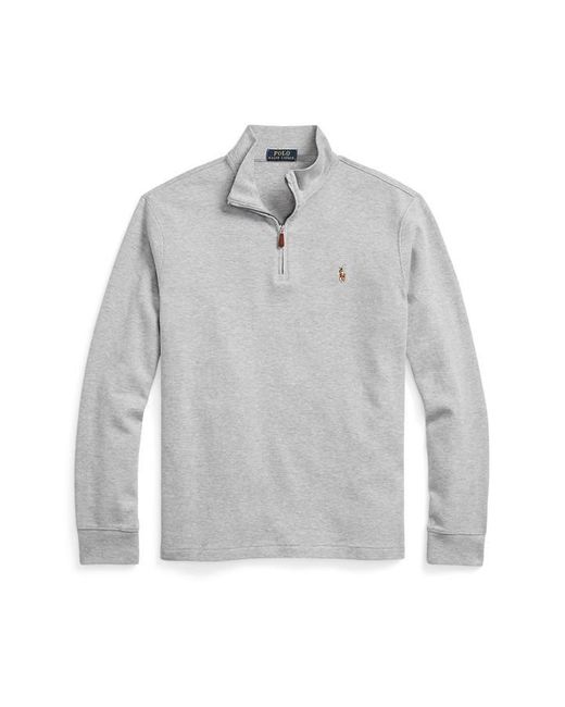 Polo Ralph Lauren Gray Estate Fleece Quarter Zip Sweater for men