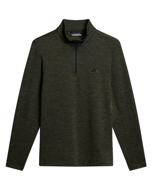 J.Lindeberg Green Destry Quarter Zip Pullover for men