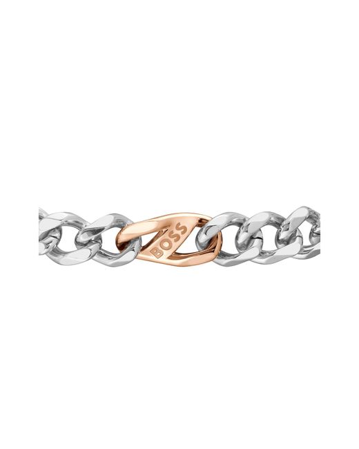 Boss Metallic Rian Stainless Steel Figaro Magnetic Chain Bracelet for men