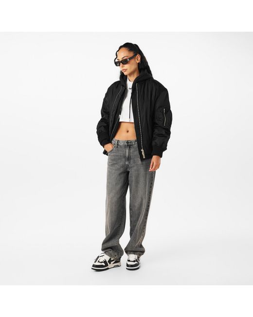 Off-White c/o Virgil Abloh Black Patterned Relaxed Fit Bomber Jacket