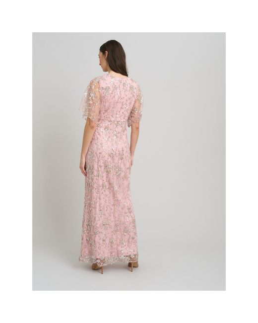 Gina Bacconi Pink Myla Beaded Maxi Dress