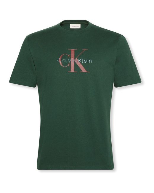 Calvin Klein Green Monogram T-Shirt for men
