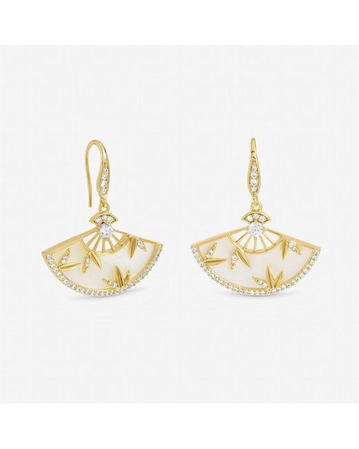 Jon Richard Metallic Plated Mother Of Pearl Fan Earrings