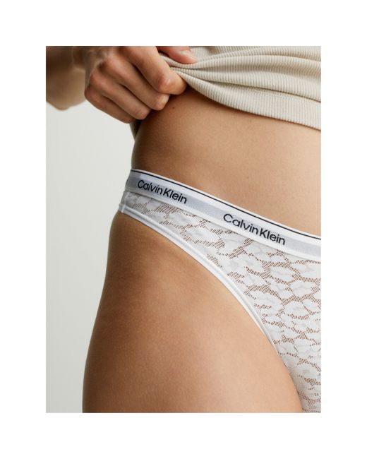 Calvin Klein White Lace Brazilian Thong