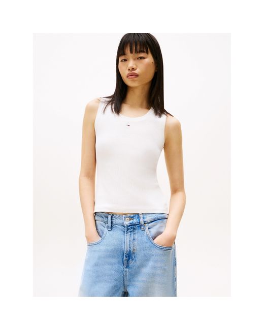 Tommy Hilfiger White Essentials Rib Tank Top