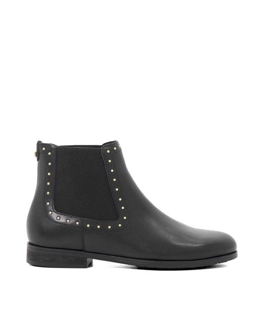 Dune Black Flat Ankle Boots