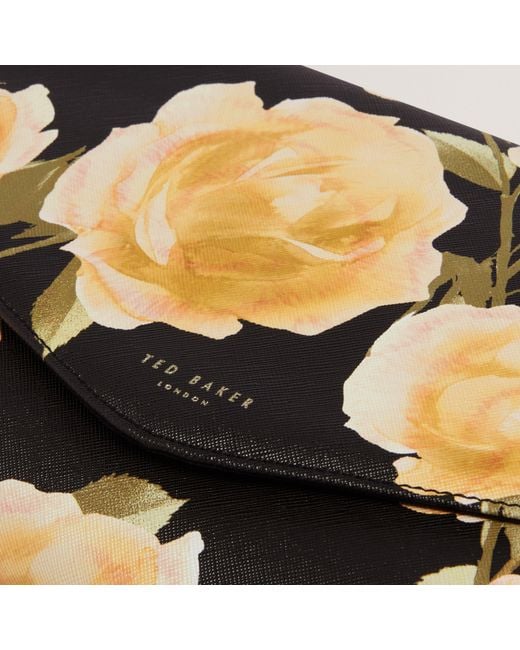 Ted Baker Metallic Rose Print Envelope Clutch Bag