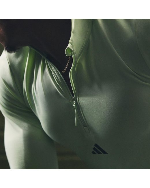 Adidas Green Quarter-Zip Track Top for men