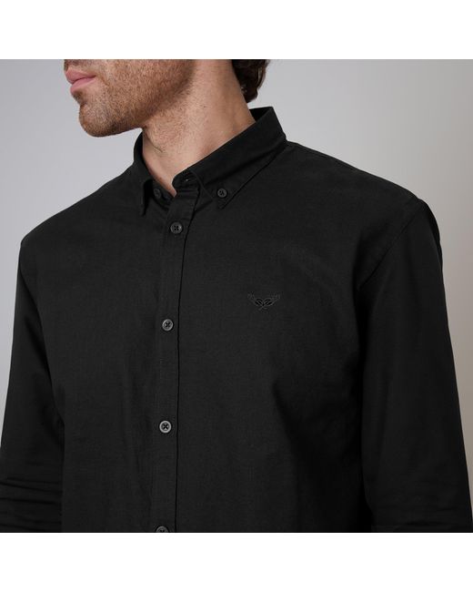 Threadbare Black Linen Blend Long Sleeve Shirt for men