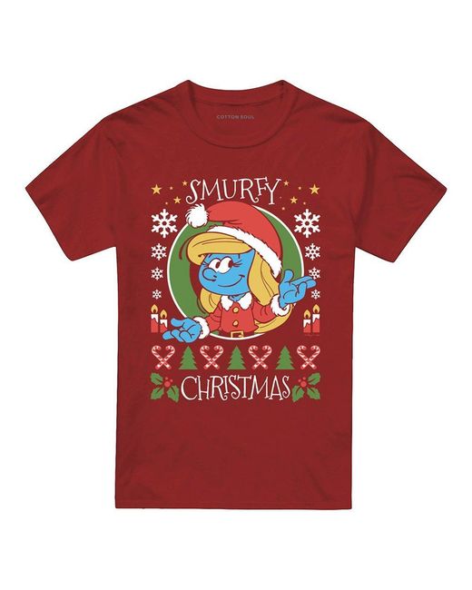 Other Red Smurfs Smurfy Christmas With Smurfette T Shirt Ca