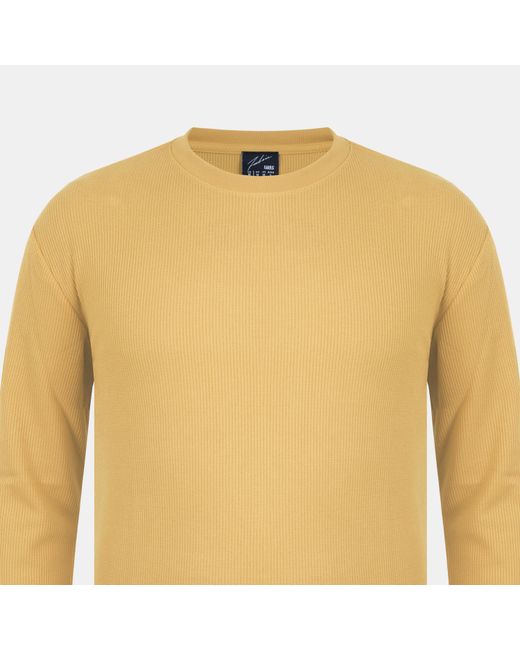 Fabric Yellow Regular Fit Waffle T-Shirt for men