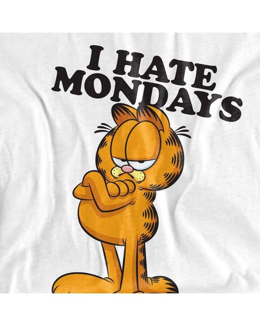 Garfield White I Hate Mondays Adult Longsleeve T for men