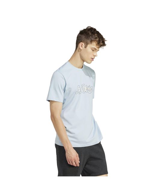 Adidas Blue Essentials Single Jersey Logo T-Shirt for men