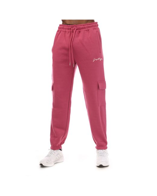 Hype Red Adults Cargo Closed Hem Fleece Joggers