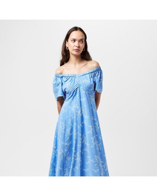 French Connection Blue Daniella Structured Seaming A Line Dress