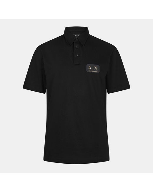ARMANI EXCHANGE Black Ax Badge Short Sleeve Polo Shirt for men