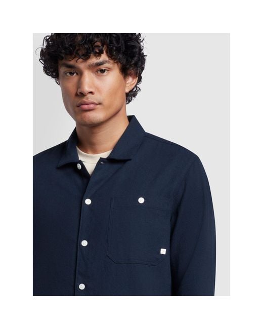 Farah Blue Campbell Long-Sleeve Oxford Shirt for men