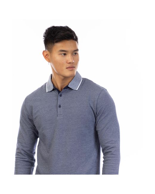 Peter Werth Blue Needham Long Sleeve Polo Shirt for men