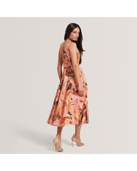 Ted Baker Orange Print Midi Boho Dress