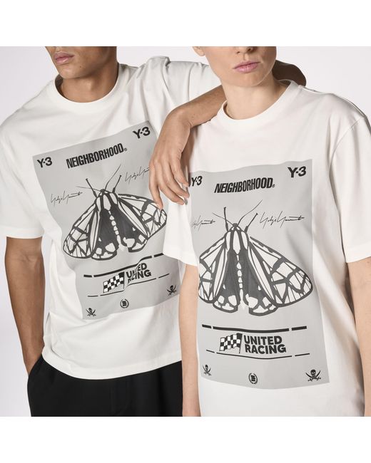 Y-3 White X Neighborhood Moth Graphic T-Shirt for men