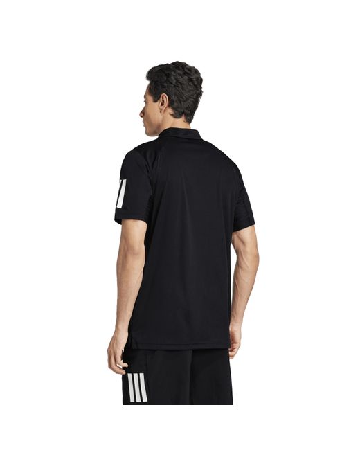 Adidas Black Club 3 Stripe Polo Shirt for men