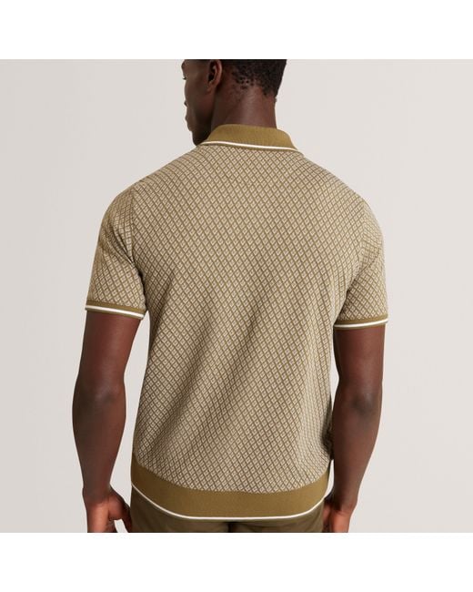 Ted Baker Green Ss Geo Polo for men