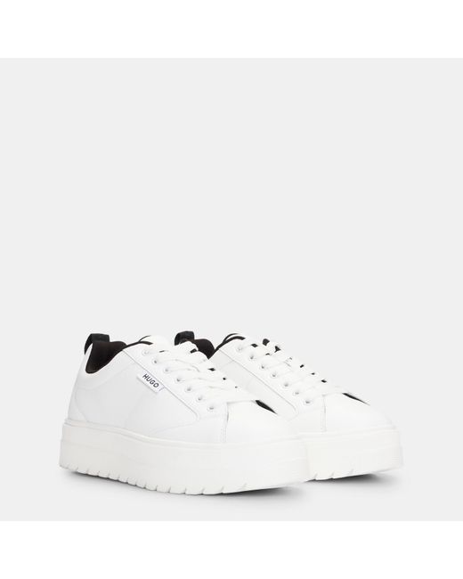 HUGO White Lyssa Tenn Platform Trainers