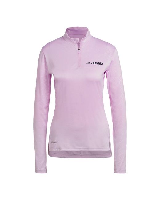 Adidas Purple Terrex Multi Half-Zip Long-Sleeve Top