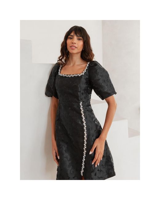 Lovedrobe Black Jacquard Mini Dress