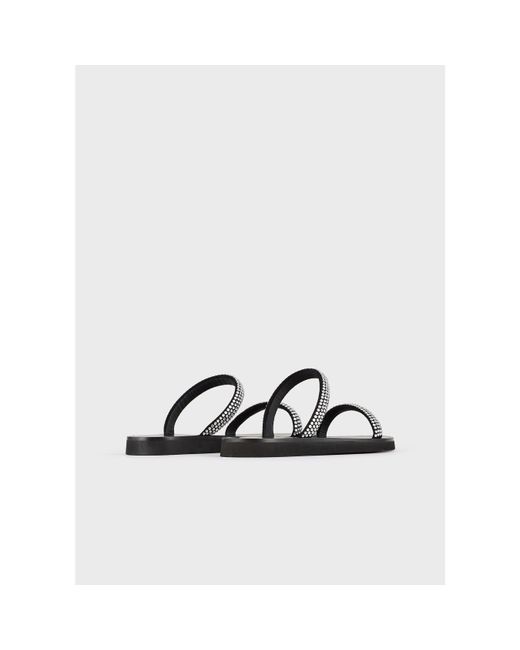 Emporio Armani White 2-Strap Flat Sandals