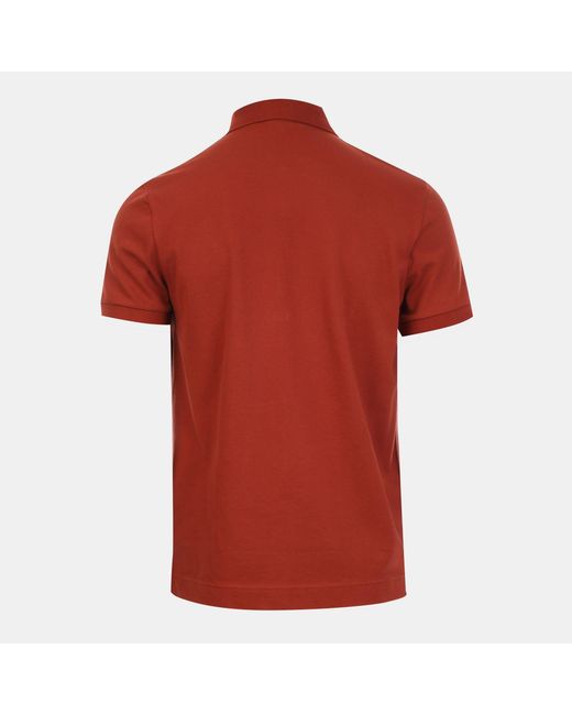 Lacoste Red Regular Fit Paris Stretch Piqué Polo Shirt for men