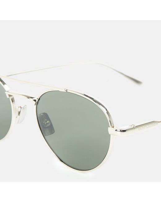 Saint Laurent White Ysl Round Sunglasses