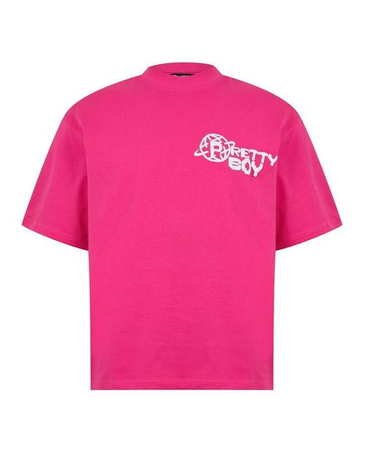 PRETTY BOY UGLY WORLD Pink World Wide Tee for men