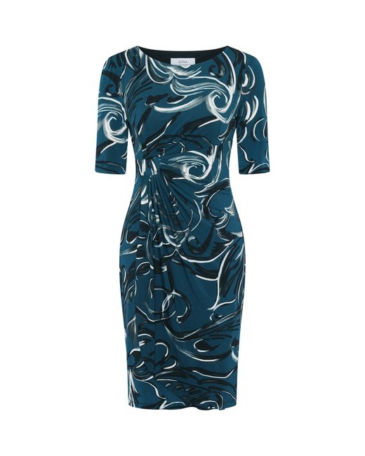 Gina Bacconi Blue Yvonne Printed Jersey Dress